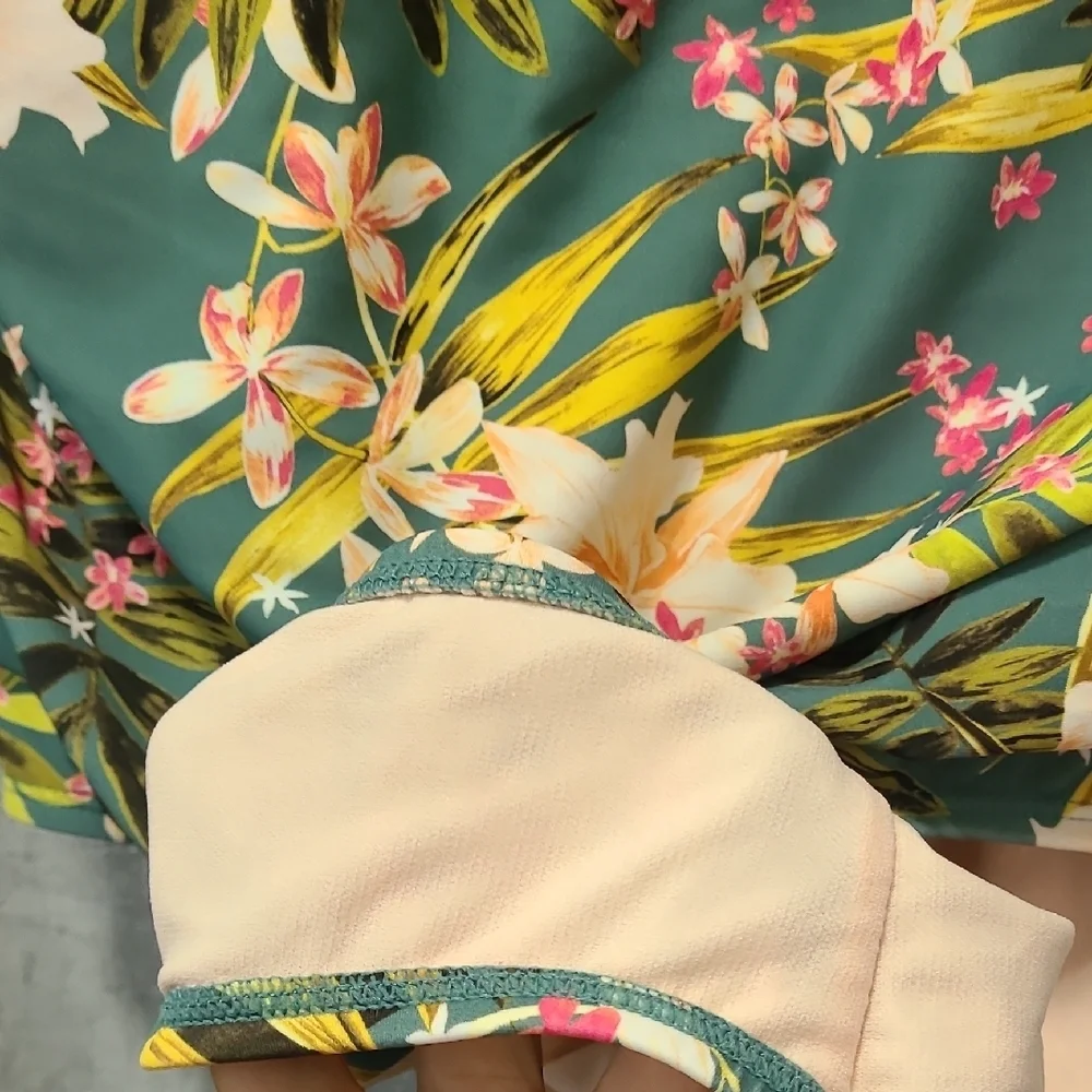 Kona Sol Floral One‎ Piece Swimsuit - Green and Pink Nowt